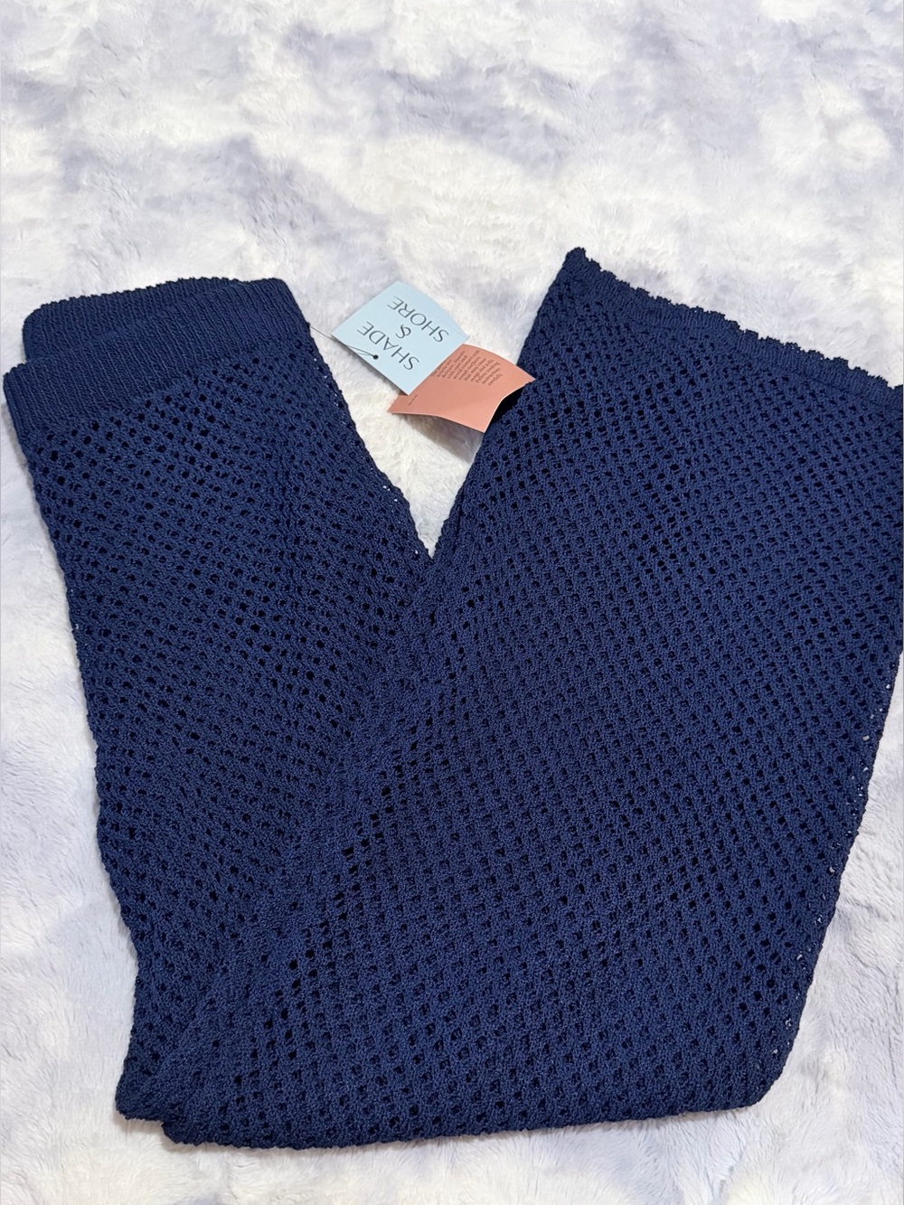 Shade & Shore Navy Open-Knit Swim Coverup